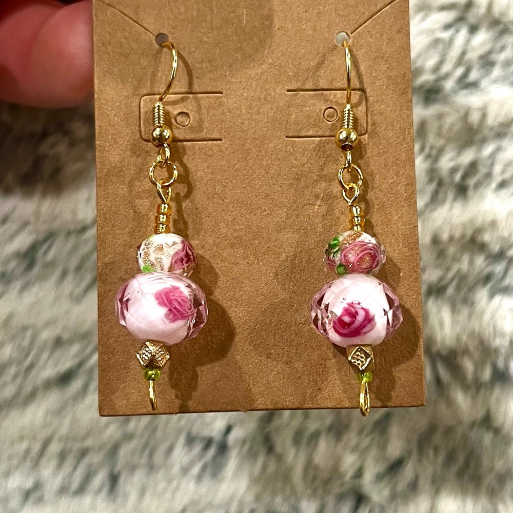 Floral Gold Dangle Earrings